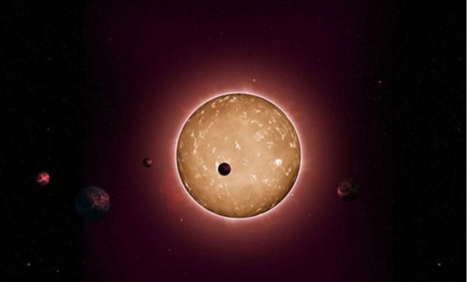 Artist's concept of the 11.2-billion-year-old star Kepler-444, which hosts five known rocky planets. Credit: Tiago Campante/Peter Devine.